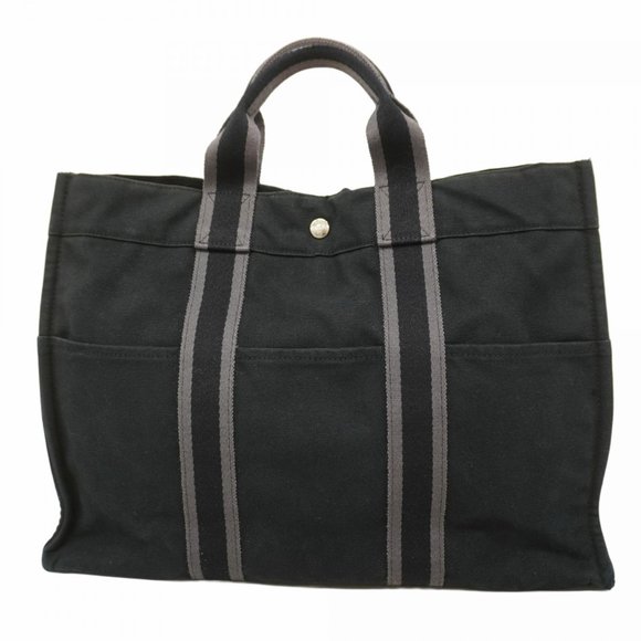 Hermes Hermès Foule MM Tote Bag, Canvas, Black, Men's and Women's - Picture 1 of 12
